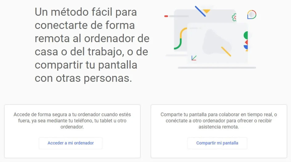 CHROME REMOTE DESKTOP OPCIONES DE ACCESO